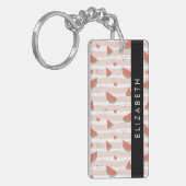 Porte-clés Pastèques Rouges, Coeurs, Bandes, Votre Nom (Devant gauche)