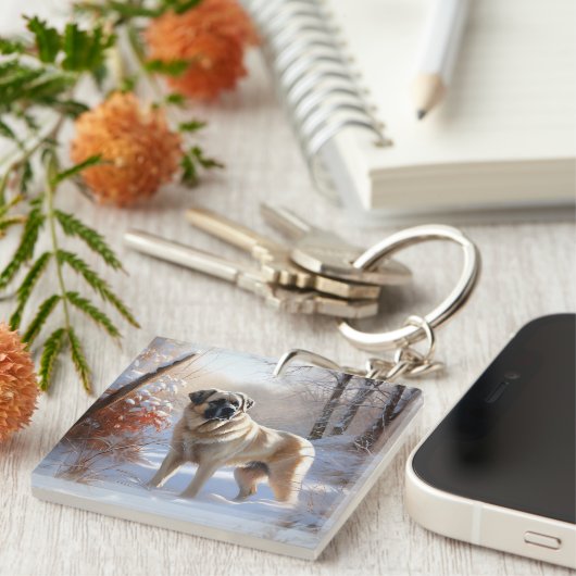 Porte-clés Pasteur Anatolien Laisser Neige Noël (Devant Droit)