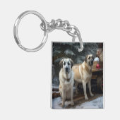 Porte-clés Pasteur anatolien Snowy Sleigh Décor de Noël (Devant gauche)