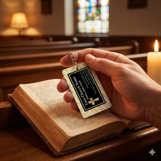 Porte-clés Pasteur de l'église Gold et Black Bulle