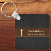 Porte-clés Pasteur d'église Cuir noir chrétien (Recto)