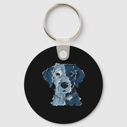 Porte-clés Patch en denim drôle rétro animal chien  (Recto)