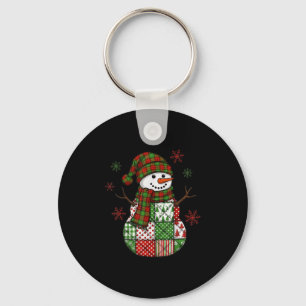 Porte-clés Patchwork drôle de Noël rétro bonhomme de neige No