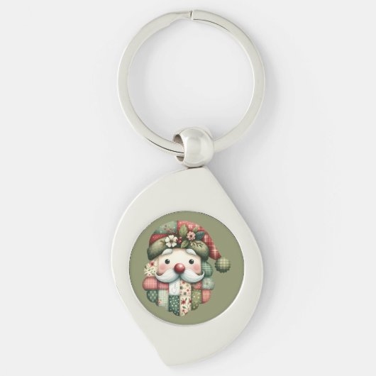 Porte-clés Patchwork Fantaisiste Santa Noël Folklorique (Devant)
