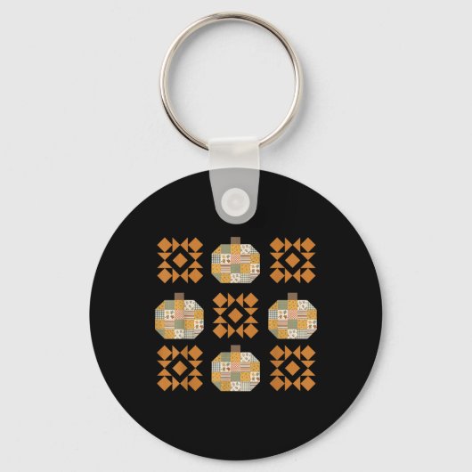 Porte-clés Patchwork Quilter Automne Citrouille Quilt Block A (Recto)