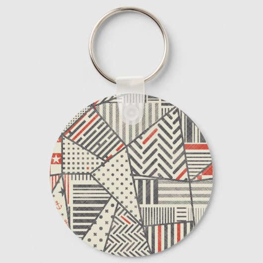 Porte-clés Patchwork rétro : Conception géométrique Abstraite (Recto)