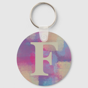 Porte-clés Patchwork rose Pastel initial