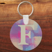 Porte-clés Patchwork rose Pastel initial (Recto)