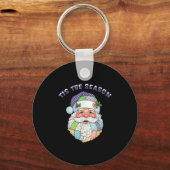 Porte-clés Patchwork Santa Claus Face Preppy Girly Christmas (Recto)