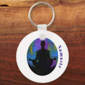 Porte-clés Patchwork Spirituel Assis Yoga Pose Namaste (Recto)