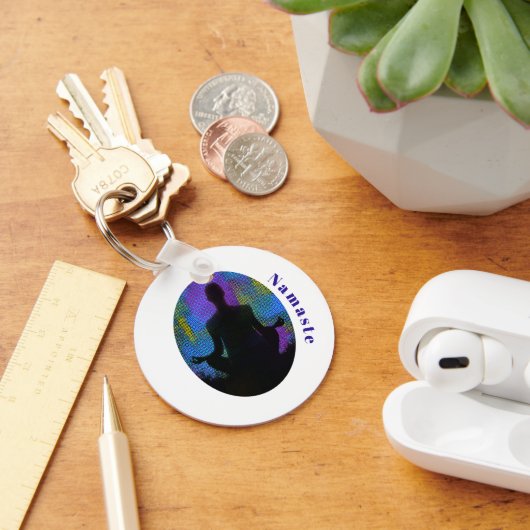 Porte-clés Patchwork Spirituel Assis Yoga Pose Namaste (Bureau)