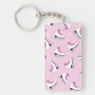 Porte-clés Patinage artistique - rose de patins de glace avec