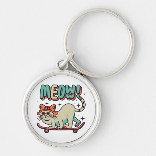 Porte-clés Patinage de chat miaou (Devant)