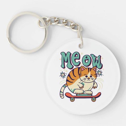 Porte-clés Patinage de chat miaou (Devant)