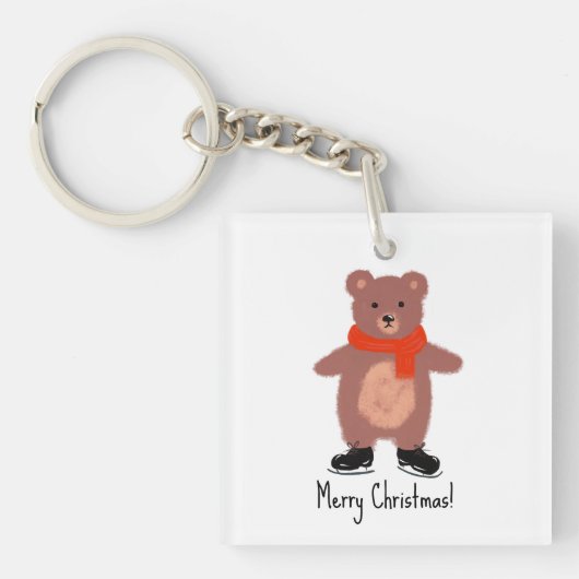 Porte-clés Patinage drôle d'ours (Devant)