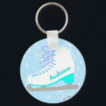 Porte-clés Patinage sur glace bleu personnalisé patinage arti<br><div class="desc">Patinage de glace mignonne porte - clé de design original. Customisez-le avec votre propre texte/nom. Veuillez voir mes autres articles de patinage artistique dans mon magasin. Joyeux patin ! *Design de patins à glace dessinés à la main par moi. Tous mes designs sont originaux ! Seulement vendu dans mon magasin....</div>