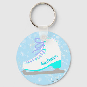 Porte-clés Patinage sur glace bleu personnalisé patinage arti