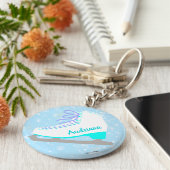 Porte-clés Patinage sur glace bleu personnalisé patinage arti (Côté)