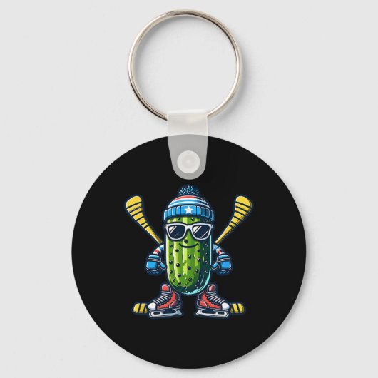 Porte-clés Patineur de glace de concombre Pickle Cool (Recto)