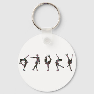 Porte-clés Patineurs artistiques, rose, motif gris