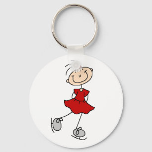 Porte-clés Patineuse artistique en robe rouge T-shirts et Cad