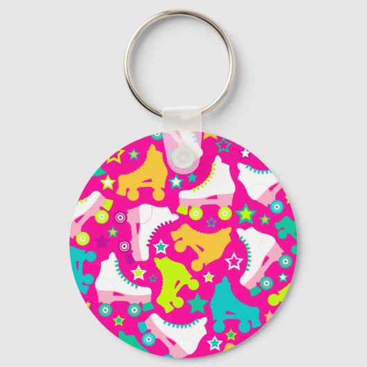 Porte-clés Patins rétro rose chaud (Recto)