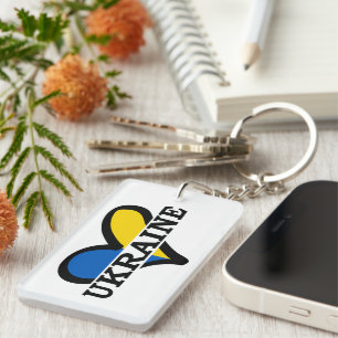 Porte-clés Patrimoine bleu et jaune de l'Ukraine