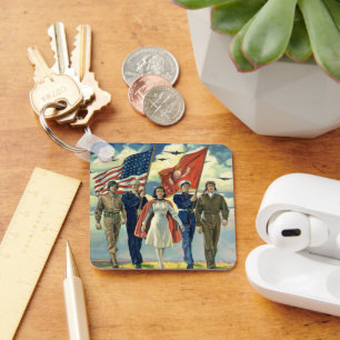 Porte-clés Patriote Vintage, Personnel Militaire Héros Fiers