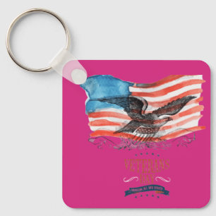 Porte-clés Patriotes se souvenant magenta