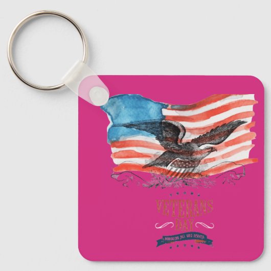 Porte-clés Patriotes se souvenant magenta (Recto)