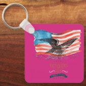 Porte-clés Patriotes se souvenant magenta (Recto)