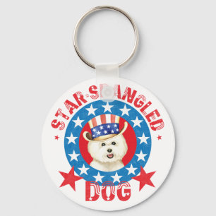 Porte-clés Patriotic Bichon Frise Keychain