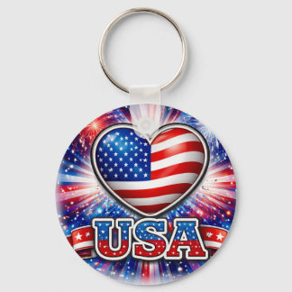 Porte-clés Patriotic USA Heart keychain – American Flag 