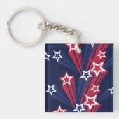 Porte-clés Patriotique 4 juillet Étoiles Rouge Blanc Et Bleu (Devant)