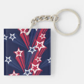 Porte-clés Patriotique 4 juillet Étoiles Rouge Blanc Et Bleu (Dos)