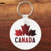 Porte-clés Patriotique de feuille d'érable rayée du Canada (Recto)