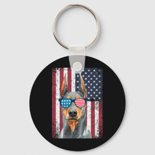 Porte-clés Patriotique Doberman Pinscher 4 juillet Amérique d