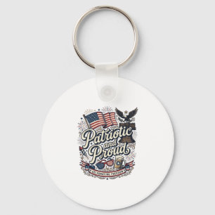 Porte-clés Patriotique et fier vintage quatrième juillet