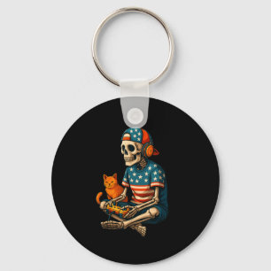 Porte-clés Patriotique Gamer Skeleton Jeux Vidéo de jeu Cat B