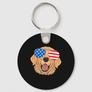 Porte-clés Patriotique Golden Retriever Chien 4 juillet cadea