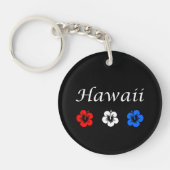 Porte-clés Patriotique Hawaii Aloha Rouge Blanc Bleu Fleurs (Devant)