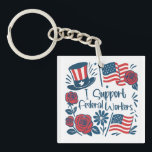 Porte-clés Patriotique Je soutiens Les Travailleurs Fédéraux,<br><div class="desc">Montrez votre soutien aux employés fédéraux américains en ces temps turbulents avec ce porte - clé patriotique.</div>