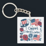 Porte-clés Patriotique Je soutiens Les Travailleurs Fédéraux,<br><div class="desc">Montrez votre soutien aux employés fédéraux américains en ces temps turbulents avec ce porte - clé patriotique.</div>