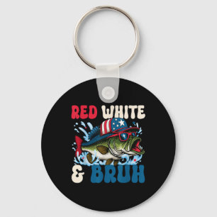 Porte-clés Patriotique rouge blanc & Bruh America Fish Fi