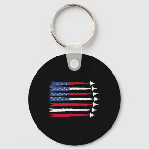 Porte-clés Patriotique Rouge Bleu Bleu Usa Drapeau Jets 4e