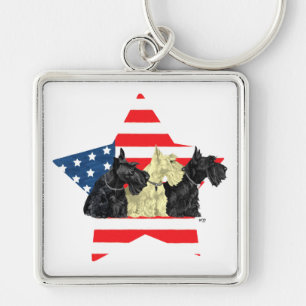 Porte-clés Patriotique Scottish Terriers sur Star