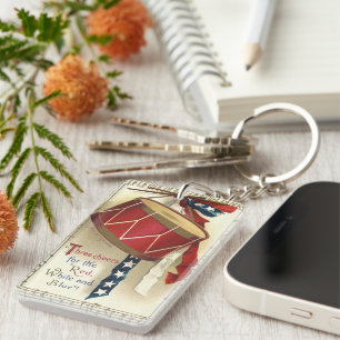 Porte-clés Patriotique Vintage, Tambours avec Notes de Musiqu
