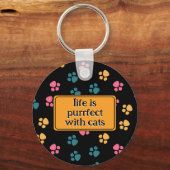 Porte-clés Patte de chat noir drôle mignonne (Verso)