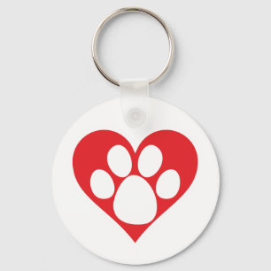Porte-clés Patte de chien de coeur