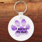 Porte-clés patte violette, I Luv my Pit Bull (Recto)